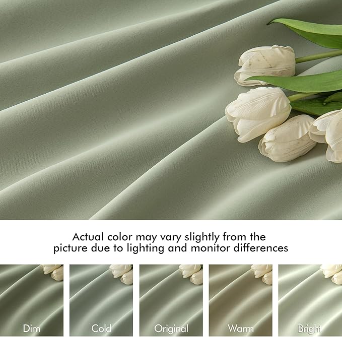 MIULEE Back Tab Sage Green Curtains 108 Inch Long 2 Panels Set for Living Room Bedroom Privacy, Rod Pocket/Pinch Pleated Light Blocking Extra Long Thermal Insulated Room Darkening Blackout Drapes