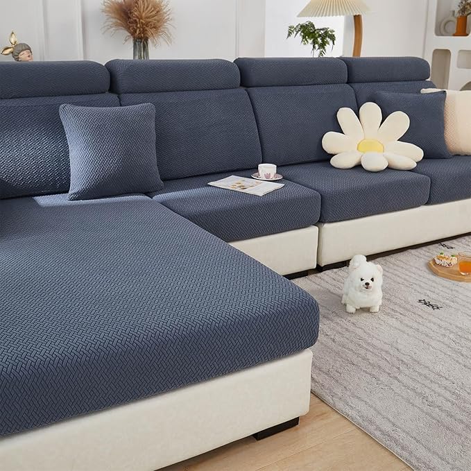 Sofa Covers Couch Covers for Sofa Pet Friendly Couch Cushion Covers Universal Sofa Covers Washable Stretch Slipcovers for Sectional Sofa (Texture Metal Gray,Headrest Cover)