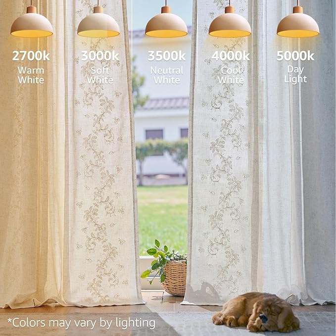 jinchan Evelyn Embroidered Linen Curtains for Living Room Farmhouse Floral Curtains for Bedroom Semi Sheer Light Filtering Window Drapes Rod Pocket Back Tab 2 Panels W50 x L96 Ivory