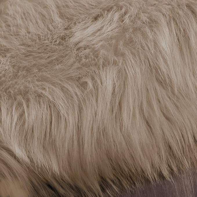 Latepis Light Brown Beige Faux Sheepskin Fur 2x10 Runner Rug for Hallway Non-Slip Shag Rug for Bedroom Living Room Rugs Carpet for Home Decor Rectangle