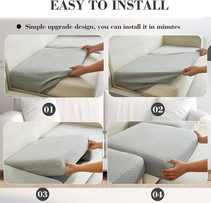 Sofa Covers Couch Covers for Sofa Pet Friendly Couch Cushion Covers Universal Sofa Covers Washable Stretch Slipcovers for Sectional Sofa (Texture Light Gray,Chaise Cover)