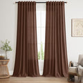 Nanspring Linen Curtains 108 Inches for Living Room Bedroom Set Mocha Brown Extra Long Back Tab Curtain Light Filtering Sheer Drapes Floor to Ceiling Curtain for Large Windows 52x108, 2 Panels