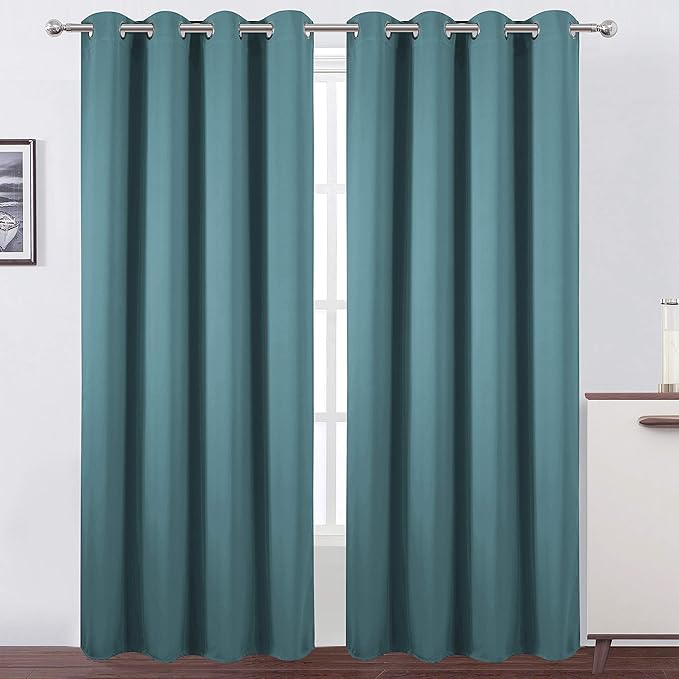 LEMOMO Sea Teal Thermal Blackout Curtains/52 x 95 Inch/Set of 2 Panels Room Darkening Curtains