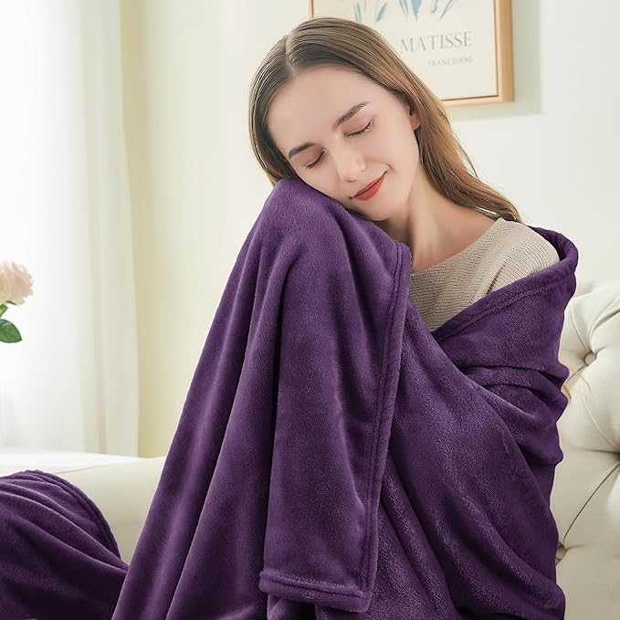 BEDELITE Fleece Blanket Purple Throw Blanket for Couch & Bed, Luxury Plush Cozy Fuzzy Blanket 50" x 70", Super Soft Warm Lightweight Fall Throw Blanket for Travel Camping