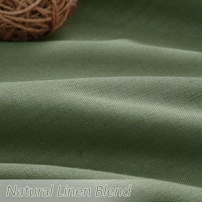 Guken Olive Green 100% Blackout Curtains 102 Inch Length 2 Panels Set for Living Room Bedroom Back Tab Thermal Insulated Black Out Linen Drapes Room Darkening Window Curtains,52x102