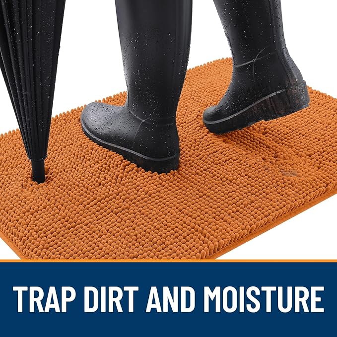 OLANLY Dog Door Mat for Muddy Paws 36x24, Absorbs Moisture and Dirt, Absorbent Non-Slip Washable Doormat, Quick Dry Chenille Mud Mat for Dogs, Entry Indoor Entryway Carpet for Inside Floor, Clay