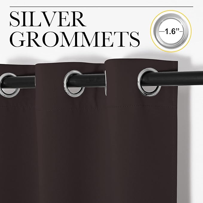 NICETOWN Blackout Thick Window Curtains - Thermal Insulated Grommet Drape Panels for Bedroom and Living Room (Brown, Set of 2, W42 x L90 per Panel)