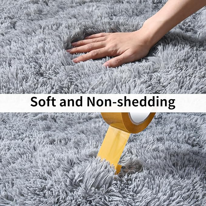 Fluffy Shag Runner Rugs for Bedroom Hallways, 2x8 Grey Long Soft Throw Area Rug Non Slip for Bedside Dorm, Shaggy Furry Carpet for Nursery Living Room Home Decor