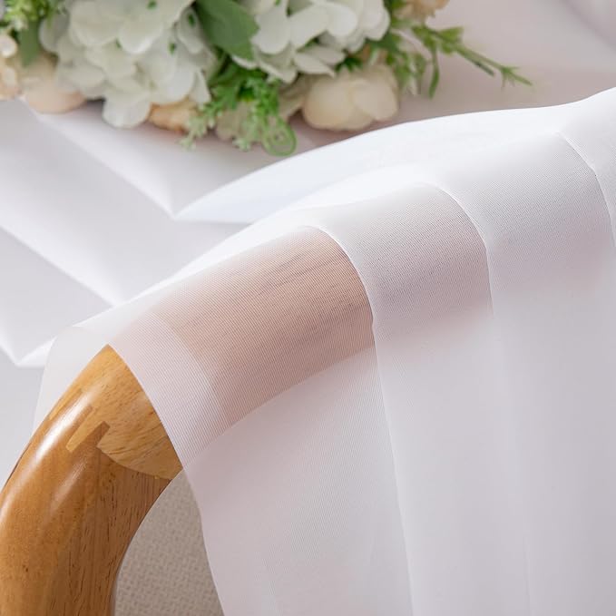 OVZME 2 Pack White Sheer Curtain Panels - 120 Inches Length Light Filtering Sheer Curtains for Living Room, Extra Long Elegant Window Treatments for Sliding Glass Door, Each 42" W x 120" L