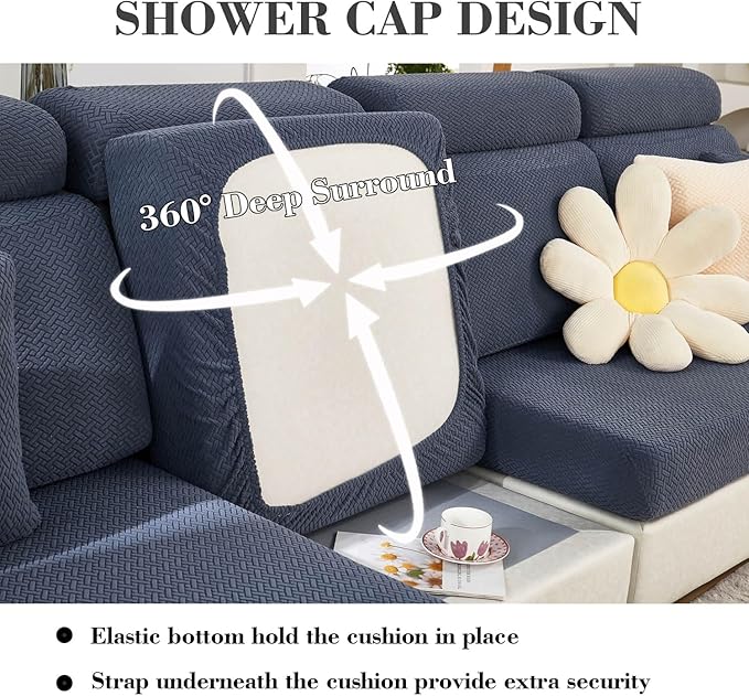 Couch Covers for 2 Cushion Sofa Pet Friendly Couch Cushion Covers Universal Sofa Covers Washable Stretch Slipcovers for Sectional Sofa (Texture Metal Gray,Large Double Seat Cover)