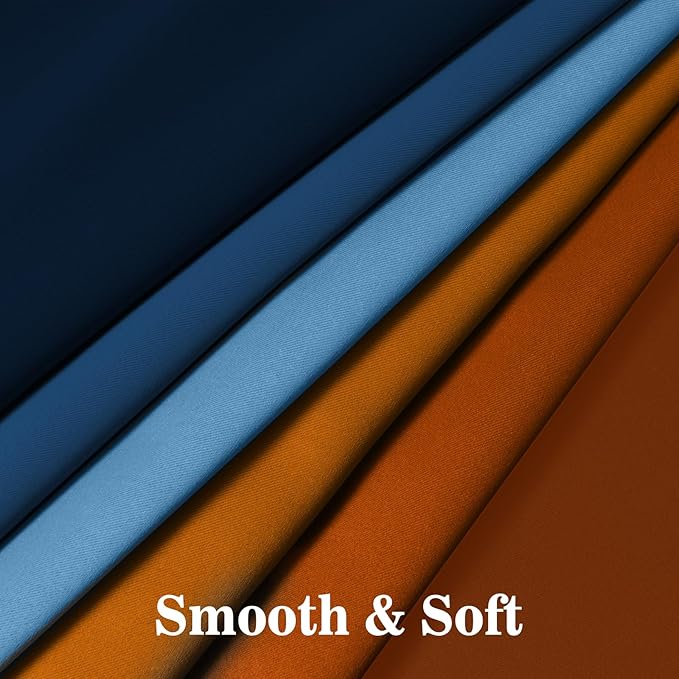 Yakamok Blackout Ombre Dark Blue and Burnt Orange Curtains-Gradient Room Darkening Curtain, Grommet Thermal Insulated Light Blocking Window Drapes Curtain for Living Room Bedroom,52 x 54 Inch,2 Panels