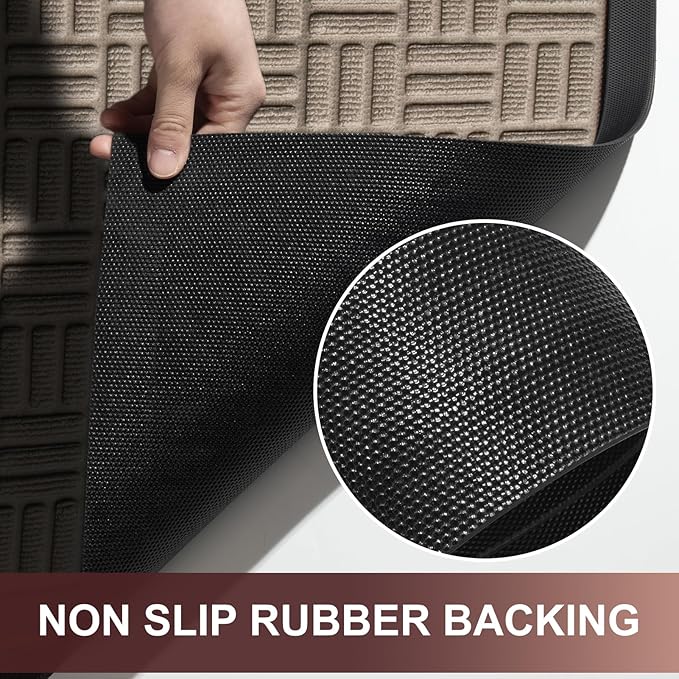 Mibao Front Door Mat, Heavy Duty Durable Welcome Mat for Outdoor Indoor, Dirt Trapper Waterproof Super Absorbent Door Mat for Entryway Outside Patio Porch, 35.5" x 24", Beige