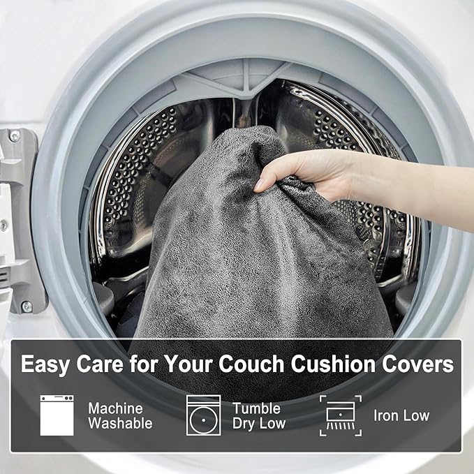Leather Look Couch Cushion Covers Sofa Seat Slipcovers Sets Couches Furniture Protector for Sectional Armchair Loveseat Pets Kids Stretch Spandex Fabric (2 Cushion Sofa, Light Grey)