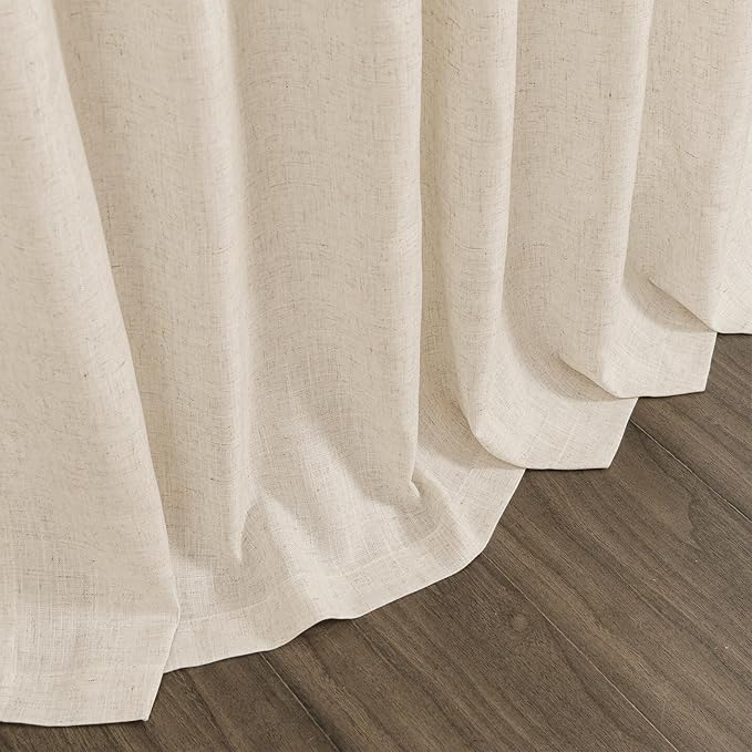 Nanspring 108 Inch Long Curtains for Living Room Cream Beige Linen Modern Farmhouse Decor Light Filtering Semi Sheer Curtain Back Tab Luxury Floor to Ceiling High Window for Bedroom 52x108, 2 Panels