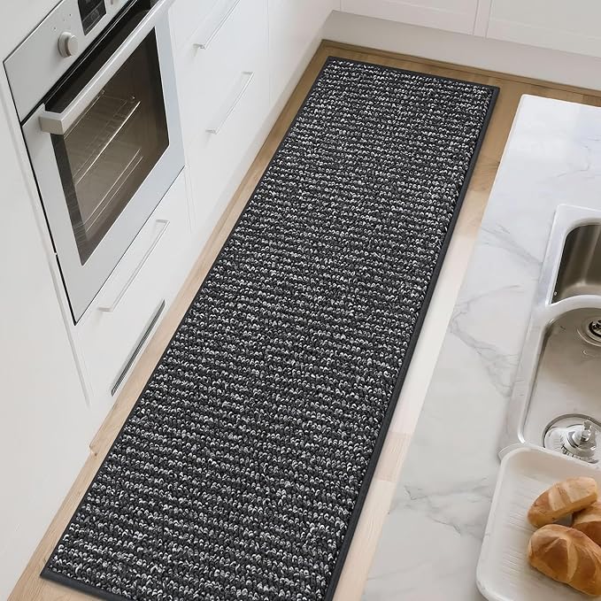 BEQHAUSE Kitchen Runner Rugs 32"x72", Non-Slip Kitchen Mats for Floor, Super Absorbent and Stain Resistant Kitchen Rug, Machine Washable Rugs for Kitchen, Hallway, Laundry & Sink, Charcoal