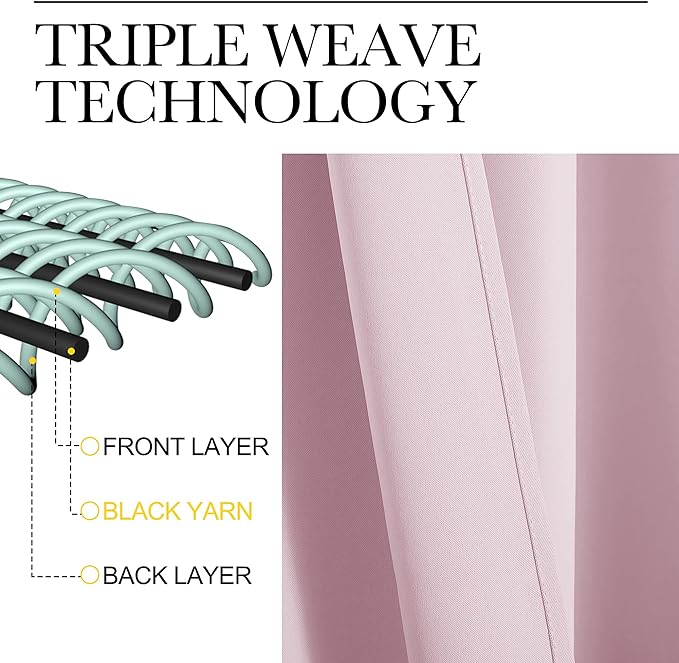 NICETOWN Baby Pink Blackout Curtains 120 inches Length for Living Room, 2 Panels, 55" Wide, Thermal Insulated Long Drapes for Large Window