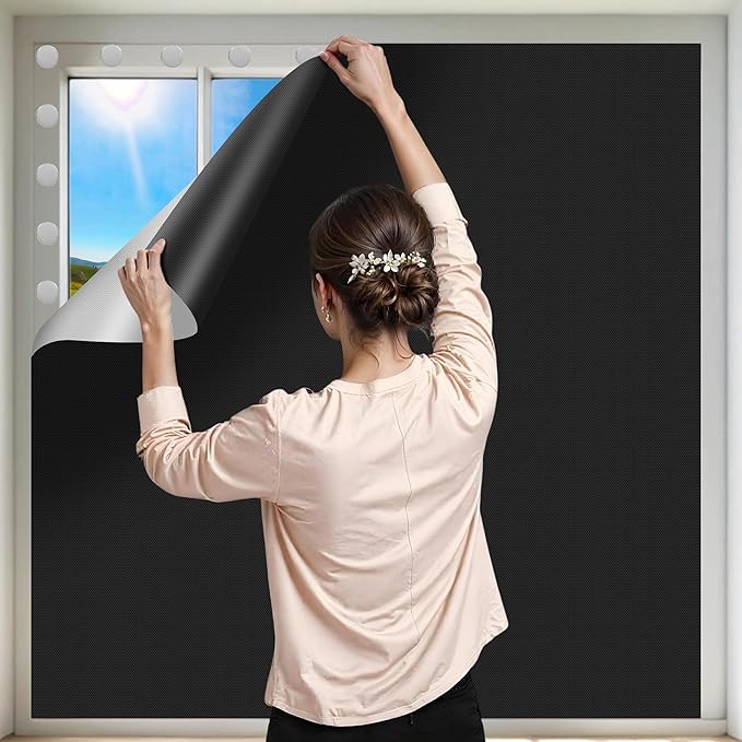 100% Blackout Curtains for Bedroom 2 Pack 40"x57" Portable Window Blinds Cover Adhesive Thermal Blackout Blinds No Drill Guard Blind Window Shades Temporary Room Darkening Shades for Skylight RV Dorm