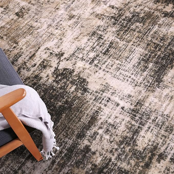 IOHOUZE Abstract Runner Rug 3x16 Ft Washable Runners for Hallways, Non Slip Kitchen Runner Printed Faux Wool Entryway Runner Indoor, Modern Abstract Floor Carpet for Hall Stair, Brown/Rust