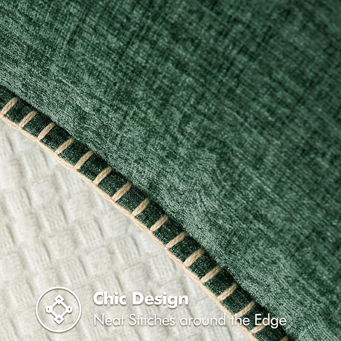 MIULEE Pack of 2 Christmas Pillow Covers 20x20 Inch Dark Green Farmhouse Decorative Throw Pillow Covers with Stitched Edge Soft Chenille Solid Dyed Couch Pillow Covers for Sofa Bed Living Room