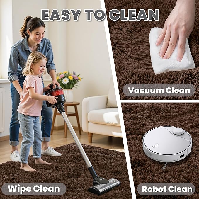 6x9 Area Rugs for Living Room Rug: Soft Fluffy Shag Brown Rugs for Bedroom, Non-Slip Large Fuzzy Plush Rug Indoor Floor Carpet for Nursery Kids Boys Girls Room, Dorms, Playroom, Modern Home Decor