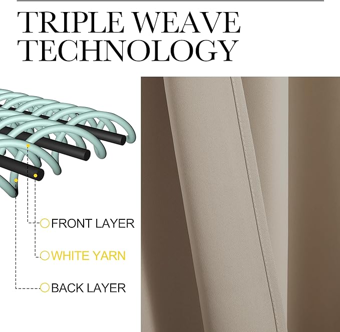 NICETOWN RV Blackout Curtains for Camper Windows, Taupe, 34" x 36", Set of 2, Kitchen Curtains, Short Blackout Drapes, Thermal Insulated Rod Pocket Window Treatment Draperies for Nursery