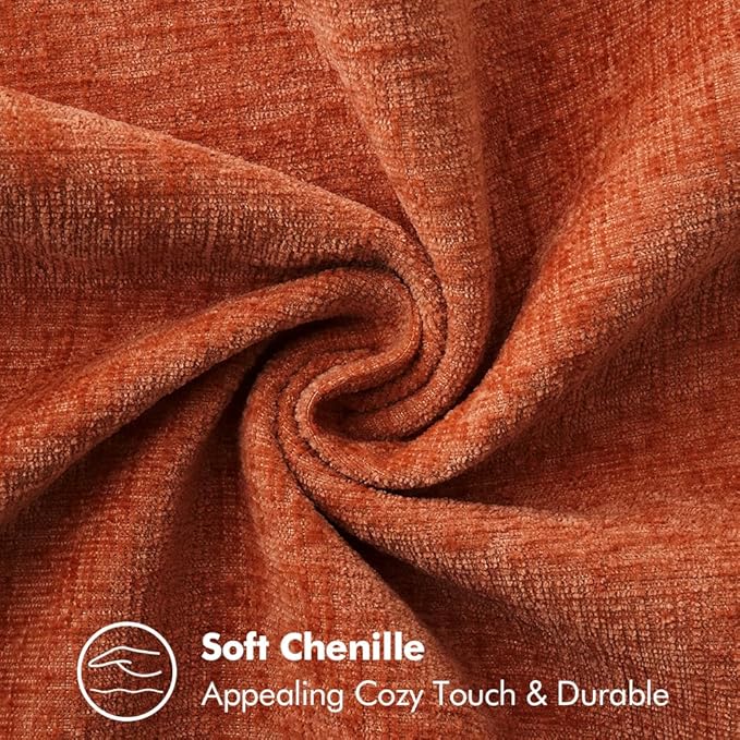 MIULEE Pack of 2 Couch Throw Pillow Covers 20x20 Inch Rust Farmhouse Decorative Pillow Covers with Stitched Edge Soft Chenille Solid Dyed Pillow Covers for Sofa Bed Living Room
