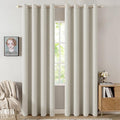 MIULEE Linen Texture Curtains for Bedroom Light Cream 100% Blackout Thermal Insulated Linen Curtains Grommet Room Darkening Drapes for Living Room Nursery 52x84 Inch (2 Panels)