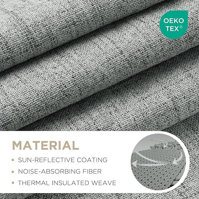 Joydeco Linen Blackout Curtains for Bedroom - 100% Light Blocking 1 Panels, Light Grey Drapes 100" W x 120" L, Thermal Insulated Room Darkening Curtains for Living Room, Rod Pocket & Back Tabs