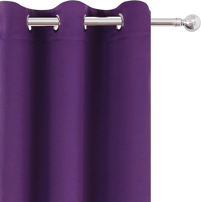 LEMOMO Purple Thermal Blackout Curtains/42 x 95 Inch/Set of 2 Panels Room Darkening Curtains for Bedroom