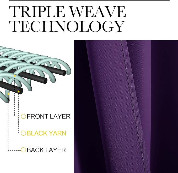 NICETOWN Kitchen Curtains Blackout Drapes & Curtains, Energy Smart Window Treatment Curtain Panels for Bedroom (Royal Purple, 34 in x 45 in (W x L), Set of 2)