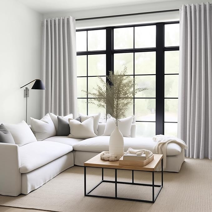 Topfinel Blackout Curtains 72 Inches Extra Wide for Living Room Large Window Treatment Modern Bedroom Window Curtain 84 Inch Long Thermal Room Darkening Heavy Drapes Grey Beige(72" W x 84" L 1 Panel)