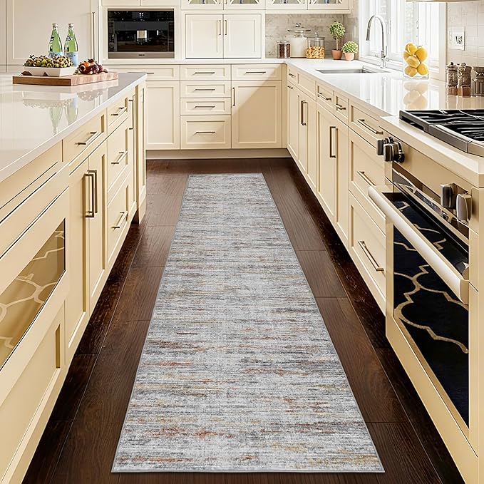 Kitchen Runner Rug 2.5x8 Runners for Hallways，Abstract Washable Runner Rugs Non-Slip Backing Rug Runner, Stain Resistant 8ft Runner Rug,Soft Floor Carpet Rugs for Bedroom，Laundry Room