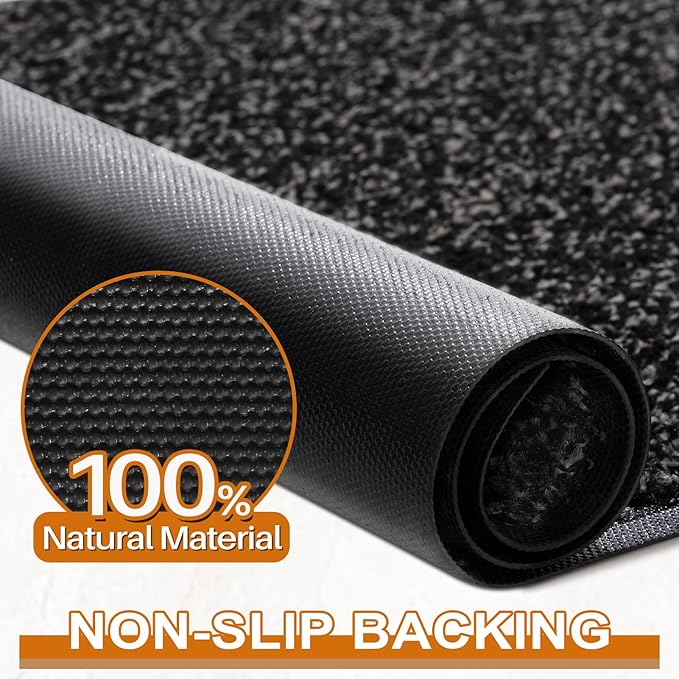 Mibao Front Door Mat, Dirt Trapper Welcome Mat for Outdoor Indoor, Non-Slip Waterproof Doormat, Durable Machine Washable Low Profile Entry Rug for Back Door Outside Patio Porch, 72" x 48", Black