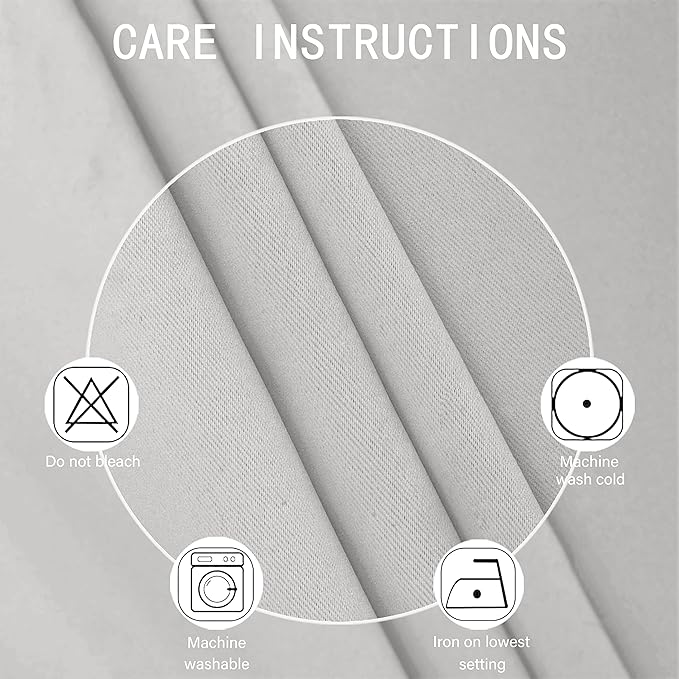 LEMOMO Blackout Curtains 52 x 45 inch/Light Grey Curtains Set of 2 Panels/Thermal Insulated Room Darkening Bedroom Curtains