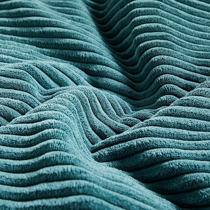 Fancy Homi 2 Packs Teal Decorative Throw Pillow Covers 16x16 Inch for Living Room Couch Bed Sofa, Rustic Farmhouse Boho Home Decor, Soft Corss Patchwork Corduroy Textured Square Cushion Case 40x40 cm
