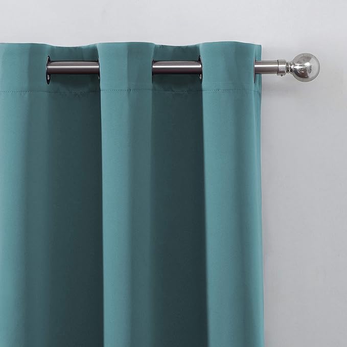 LEMOMO Sea Teal Blackout Curtains 66 x 63 Inch Length/Set of 2 Curtain Panels/Thermal Insulated Room Darkening Blackout Curtains for Bedroom