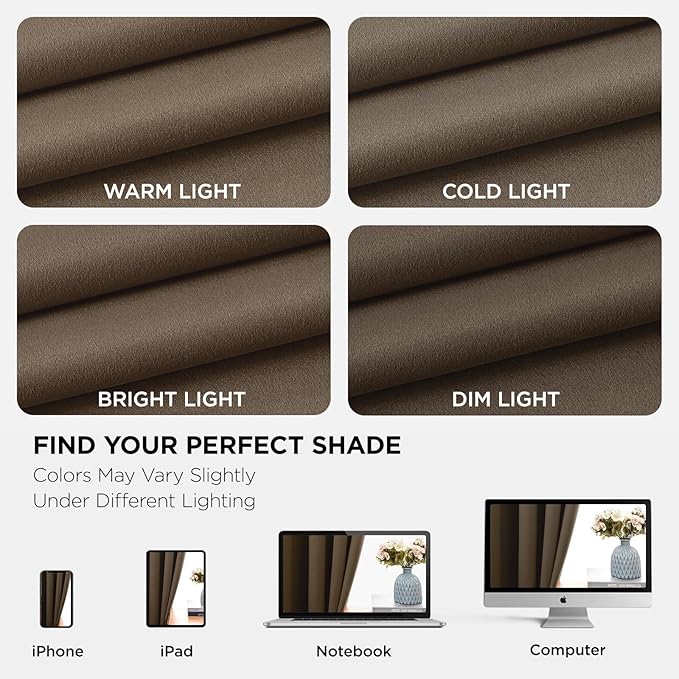 Joydeco Blackout Curtains 72 Inch Length 2 Panels Set, Thermal Insulated Long Curtains& Drapes 2 Burg, Room Darkening Grommet Drapes for Living Room Bedroom Window (W52 x L72 Inch, Khaki)