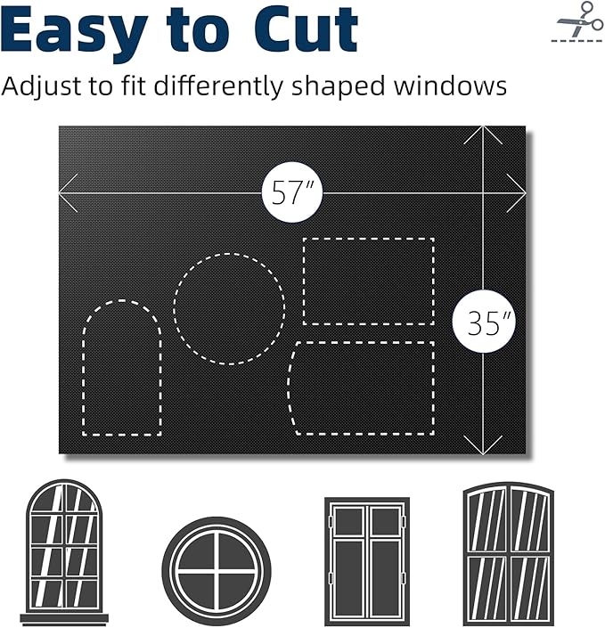 NIGHTON Portable Blackout Curtains 35"×59", Strong Hook and Loop Tape Strips with Adhesive, Cuttable Blackout Window Cover, 100% Black Out Material Blinds for Baby Nursery or Travel - Black