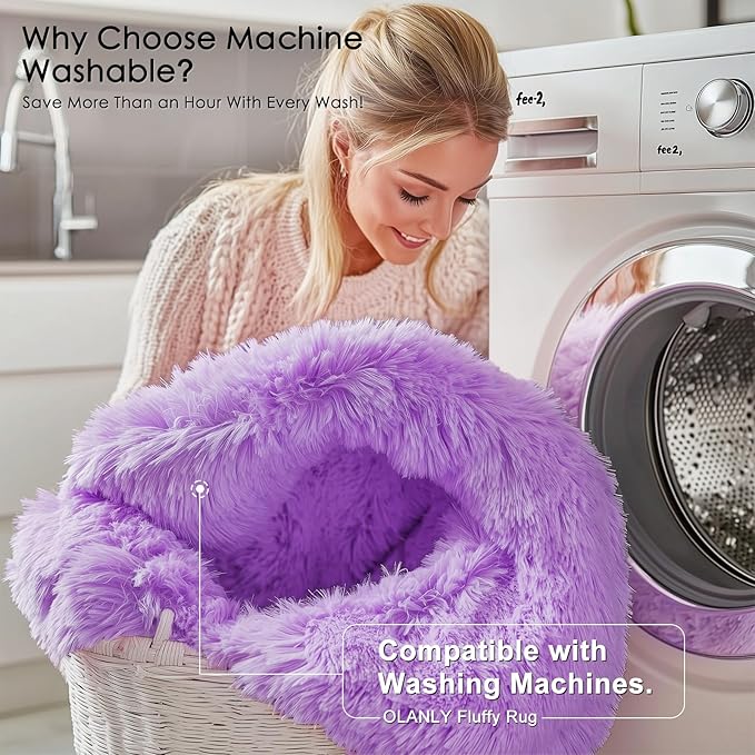 OLANLY 6x9 Machine Washable Large Area Rugs for Living Room, Bedroom, Soft Fluffy Shaggy Bedside Rug, Indoor Floor Carpet for Kids Girls and Boys, Dorms, Nursery, Home Decor Aesthetic, Purple