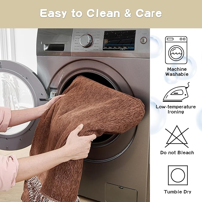MYSKY HOME Couch Cover for Dogs Washable Couch Covers Couch Covers for Sofa Couch Cover 2 Cushion Sofa Non Slip Dogs Furniture Protector with Tassels Chenille Sofa Covers for Pets, 71"x102", Chocolate
