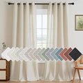 H.VERSAILTEX Living Room Linen Curtains Nickel Grommet Curtains Privacy Added Energy Saving Light Filtering Window Treatments Semi Sheer Draperies for Bedroom, Ivory, 2 Panels, 52 x 84 - Inch