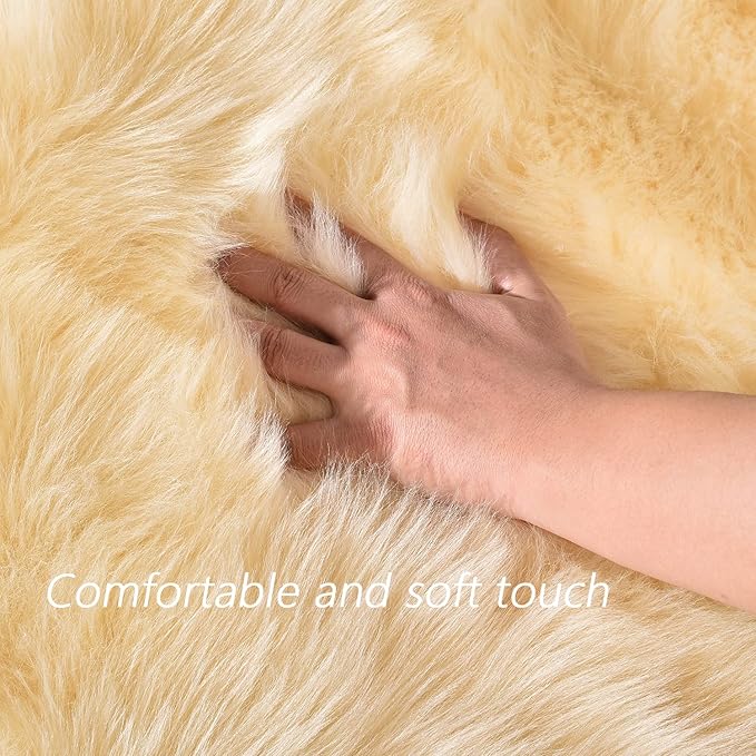 Latepis Yellow Circle Rug Faux Sheepskin Fur Round Rugs 4ft Washable Cute Plush Shaggy Rug for Bedroom Living Room Rugs for Sofa Floor Luxury Home Decor