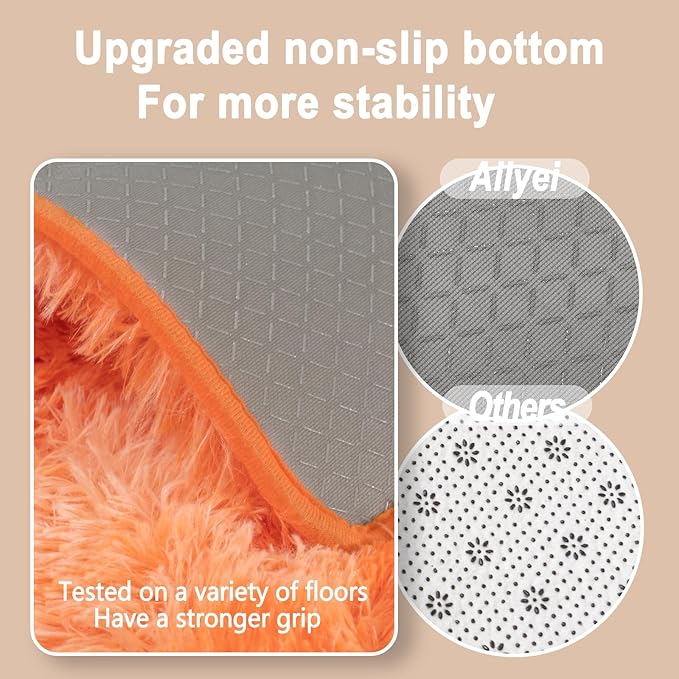Soft Runner Rugs for Bedroom Hallways, 2x4 Tie-Dyed Orange Fluffy Shag Throw Area Rug Non Slip for Bedside Dorm, Long Shaggy Furry Carpet for Nursery Living Room