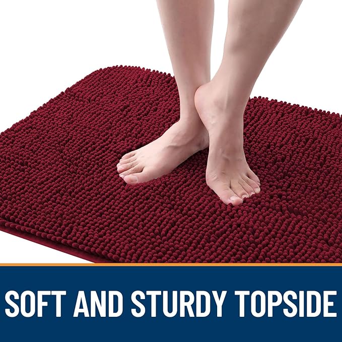 OLANLY Dog Door Mat for Muddy Paws 59x20, Absorbs Moisture and Dirt, Absorbent Non-Slip Washable Doormat, Quick Dry Chenille Mud Mat for Dogs, Entry Indoor Entryway Carpet for Inside Floor, Burgundy