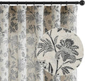 jinchan Linen Floral Curtains for Living Room with Printed Flower 96 Inches Long Light Filtering French Country Back Tab Rod Pocket Black Window Curtain Set Farmhouse Drapes 2 Panels Black