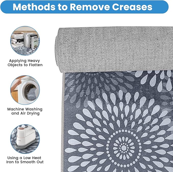 StepRite Runner Rug 3 x 5 ft, Washable Rugs, Hallway Runner Rugs, Kitchen Runner Rug Non Slip, Soft Runner with Rubber Backing for Kitchen, Hallway, Laundry, Bedroom, Living Room