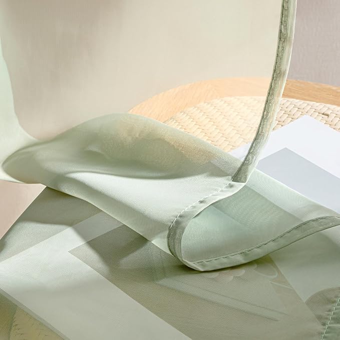 MIULEE Sage Green Sheer Curtains 72 Inches Long, 4 Panels Set, Light Filtering Rod Pocket Voile Drapes Window Treatments, Semi Transparent Airy Fabric for Bedroom and Living Room, 54 x 72 Inches