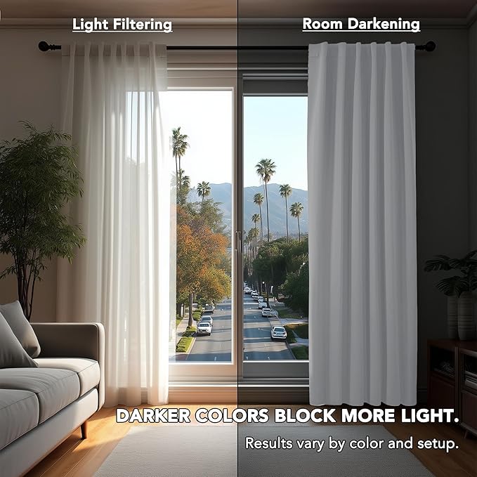 Deconovo Room Darkening Curtains, Thermal Insulated Noise-Reducing Window Panels for Bedroom, Living Room and Home Office, 2 Panels, Pure White, 70W x 108L Inch