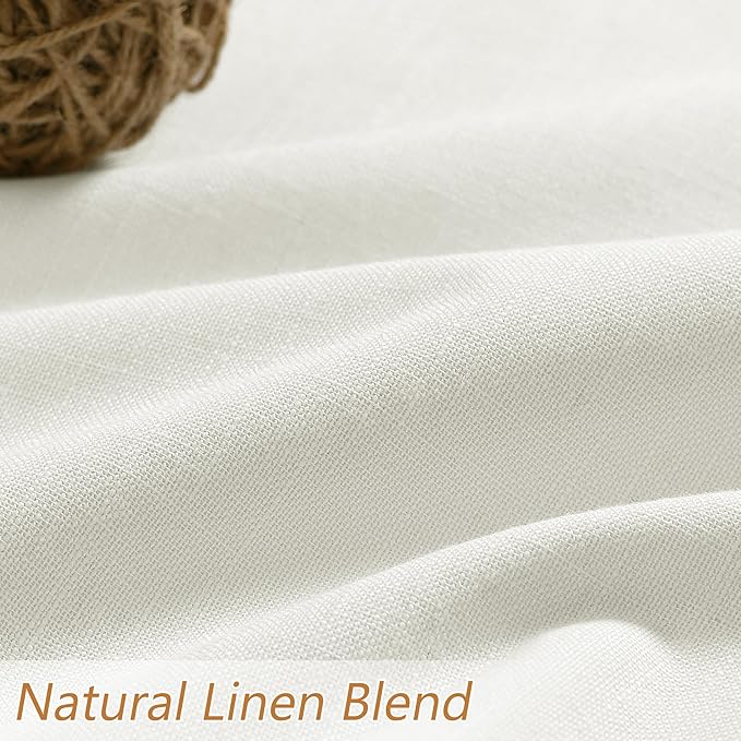 Guken Ivory Linen 100% Blackout Curtains 84 Inch Length 2 Panels Set for Living Room Bedroom Back Tab Thermal Insulated Black Out Linen Drapes Room Darkening Window Curtains 40 Inches Wide