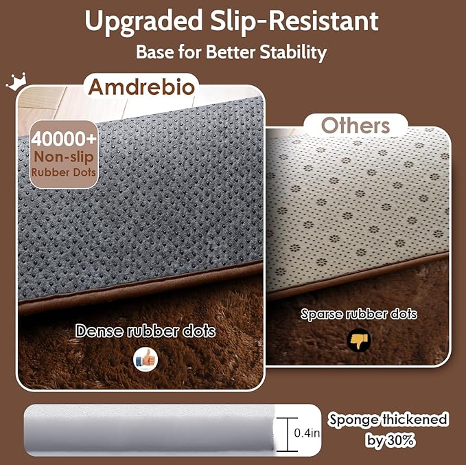 Amdrebio Dark Brown Rug 4Ft for Bedroom, Round Fluffy Shag Plush Area Rugs for Kids Room, Living Room Decor Aesthetic, Fuzzy Fur Floor Chocolate Coffee Circle Carpet for Playroom Dorm Baby Nursery
